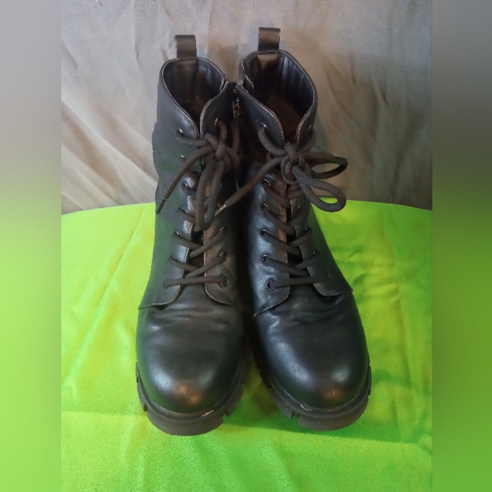 MIA Kids Black Lace-Up Combat Ankle Boots